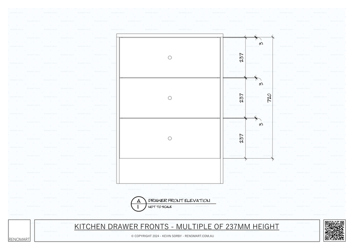 Kitchen Drawer Fronts - Multiple Of 237 mm Height Drawing