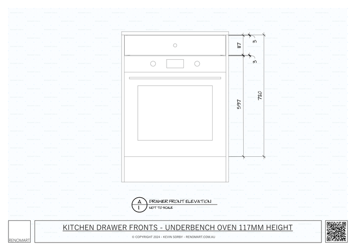 Kitchen Drawer Fronts - Underbench Oven 117 mm Height Drawing