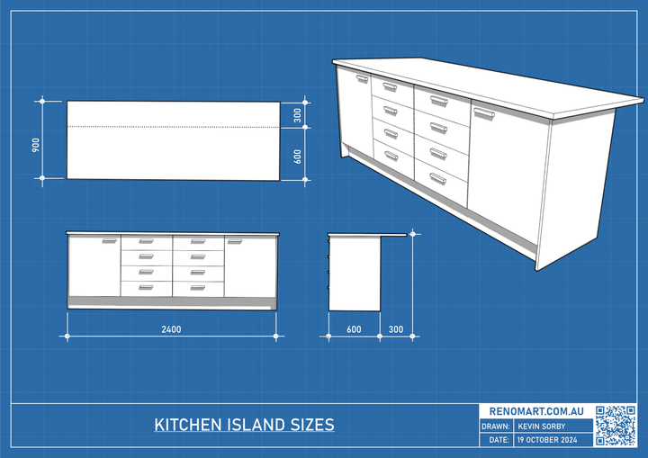 Kitchen island sizes drawing