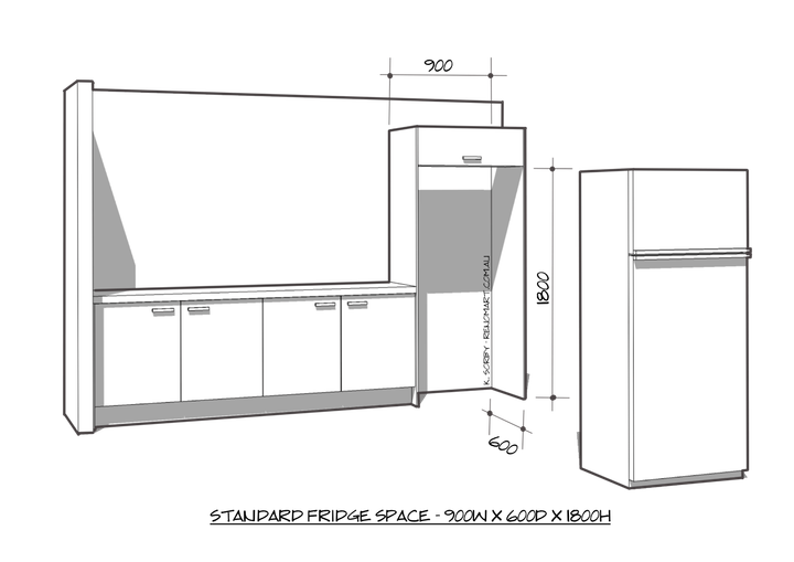 Standard fridge space illustration